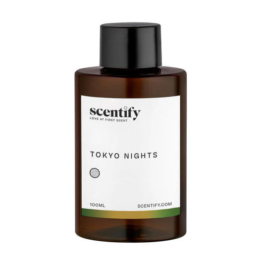 Scentify Tokyo Nights amber bottle offers premium, gift-ready presentation.