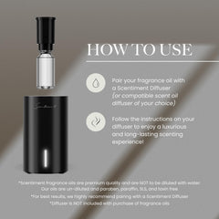 Scentiment Vanilla Macadamia label closeup highlights premium ingredients and refined notes for a luxurious feel.