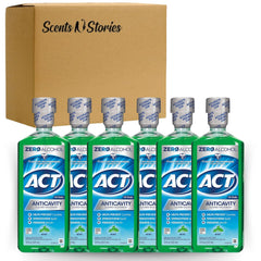 SCENTS N STORIES fluoride mouthwash bottle pour enables easy dosing and mint freshness.