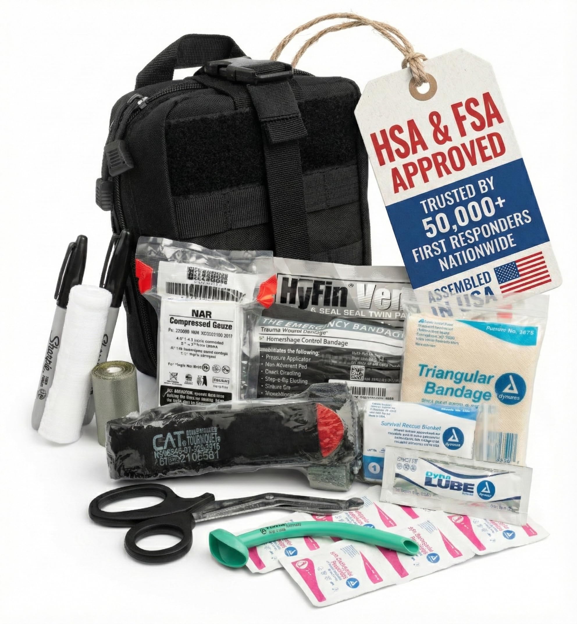 Scherber Premium IFAK Kit front view with rugged MOLLE pouch for ready access.