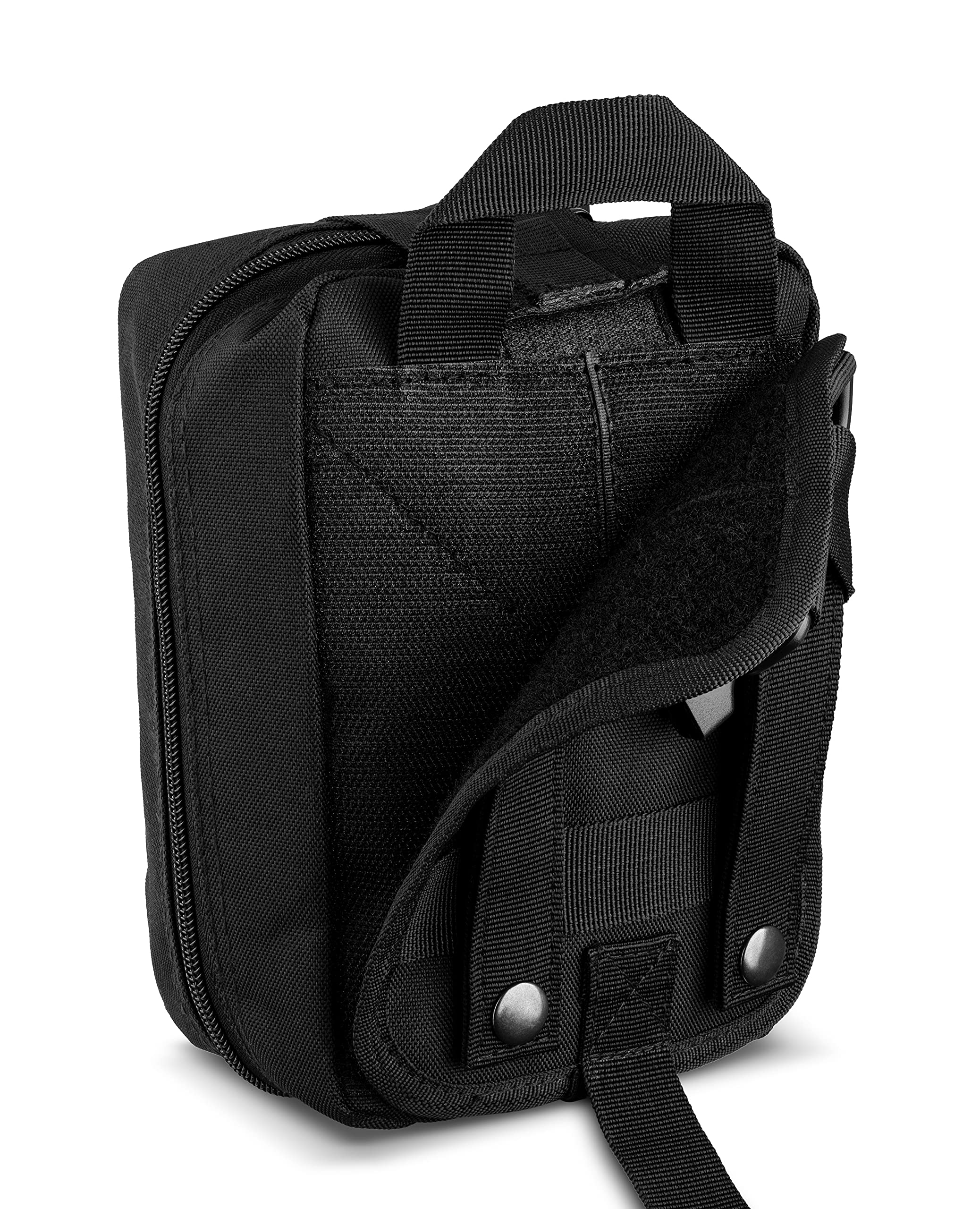 Hook-and-loop rear panel for fast reload and reorganization.