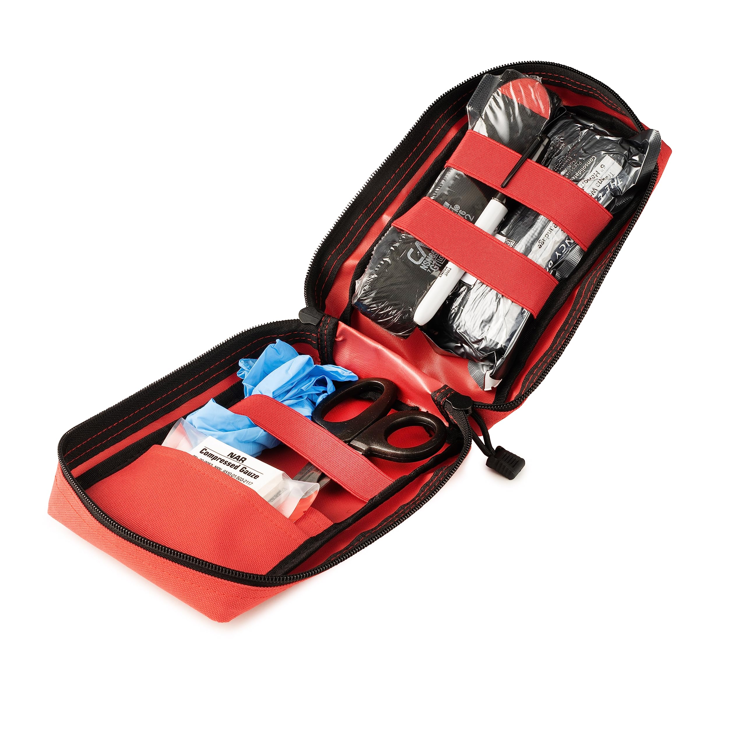Scherber Public Access Bleeding Control Kit inside view showing organized components.