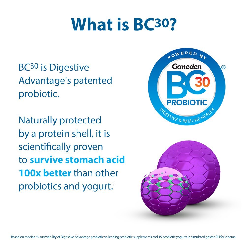 Schiff Digestive Advantage gummies bottle back label with dosage information for daily use