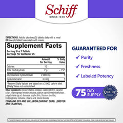 Schiff Glucosamine with Hyaluronic Acid capsules close-up ready to take.