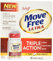 Schiff Move Free Ultra bottle front view promoting daily joint support with hyaluronic acid