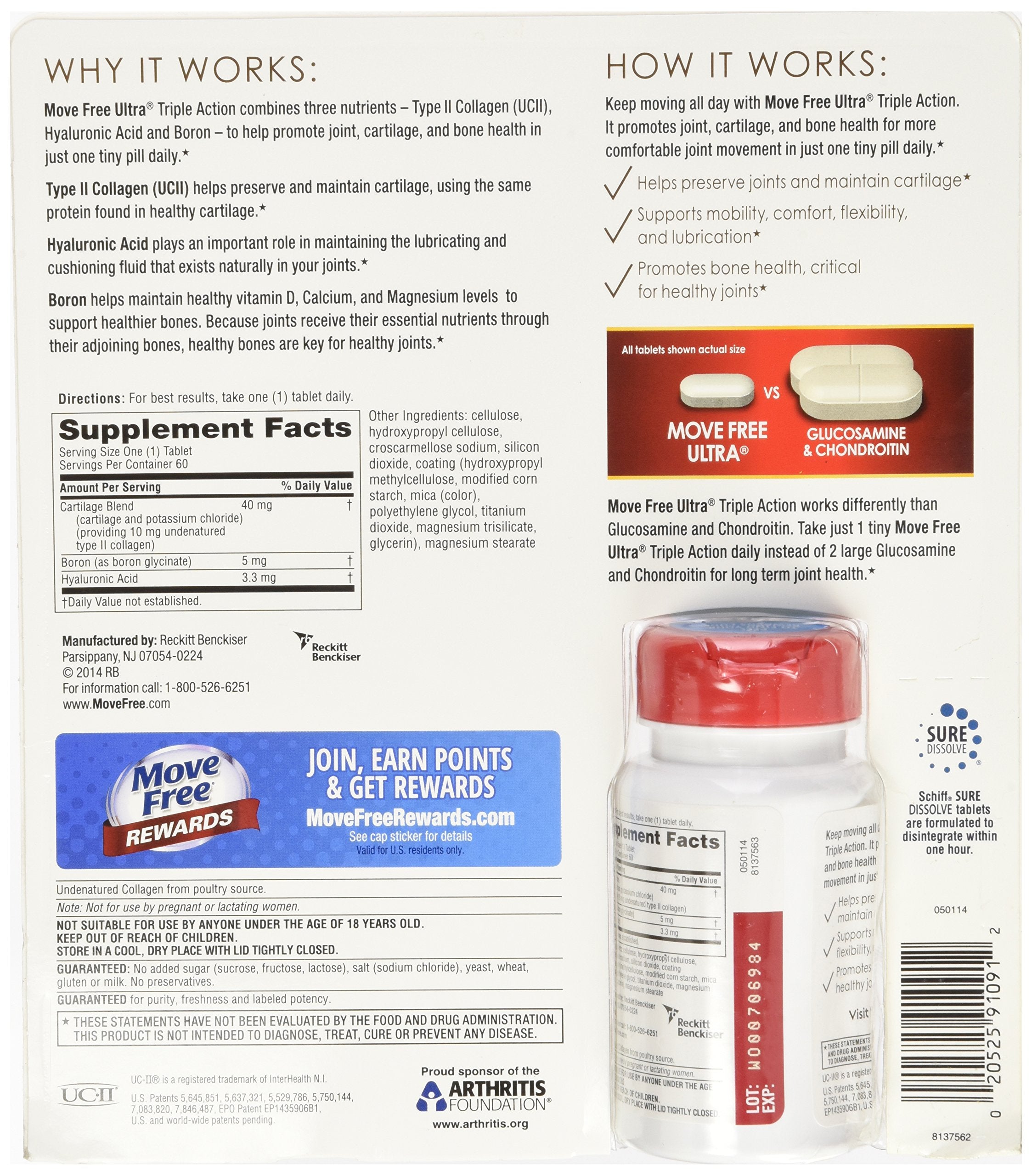 Schiff Move Free Ultra tablet close-up, easy-to-swallow daily supplement