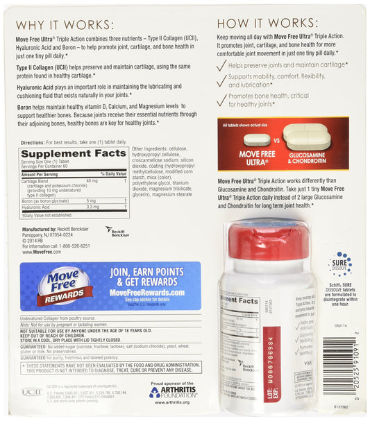 Schiff Move Free Ultra tablet close-up, easy-to-swallow daily supplement