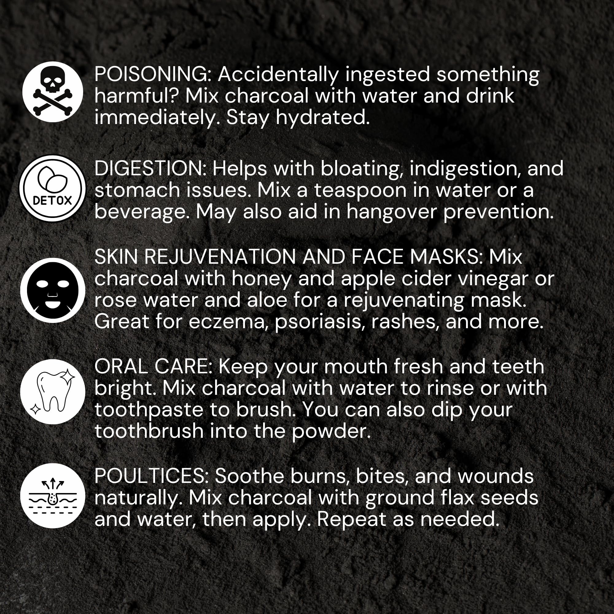 Schizandu charcoal powder texture indicating fine blend-friendly powder