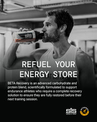 Science in Sport BETA Recovery powder texture highlights the dual-carb blend.