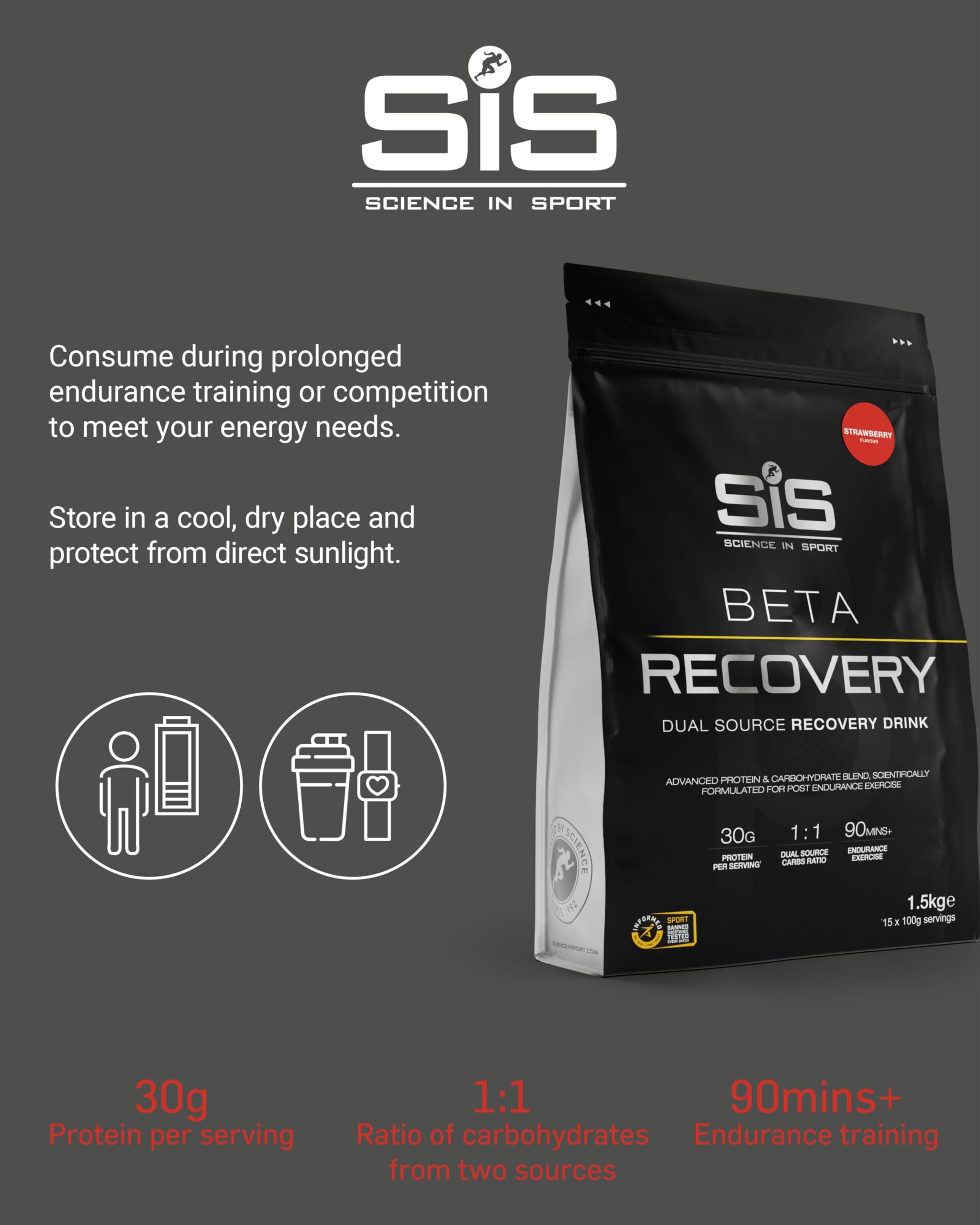 Science in Sport Beta Recovery shake cup ready to drink after workouts.