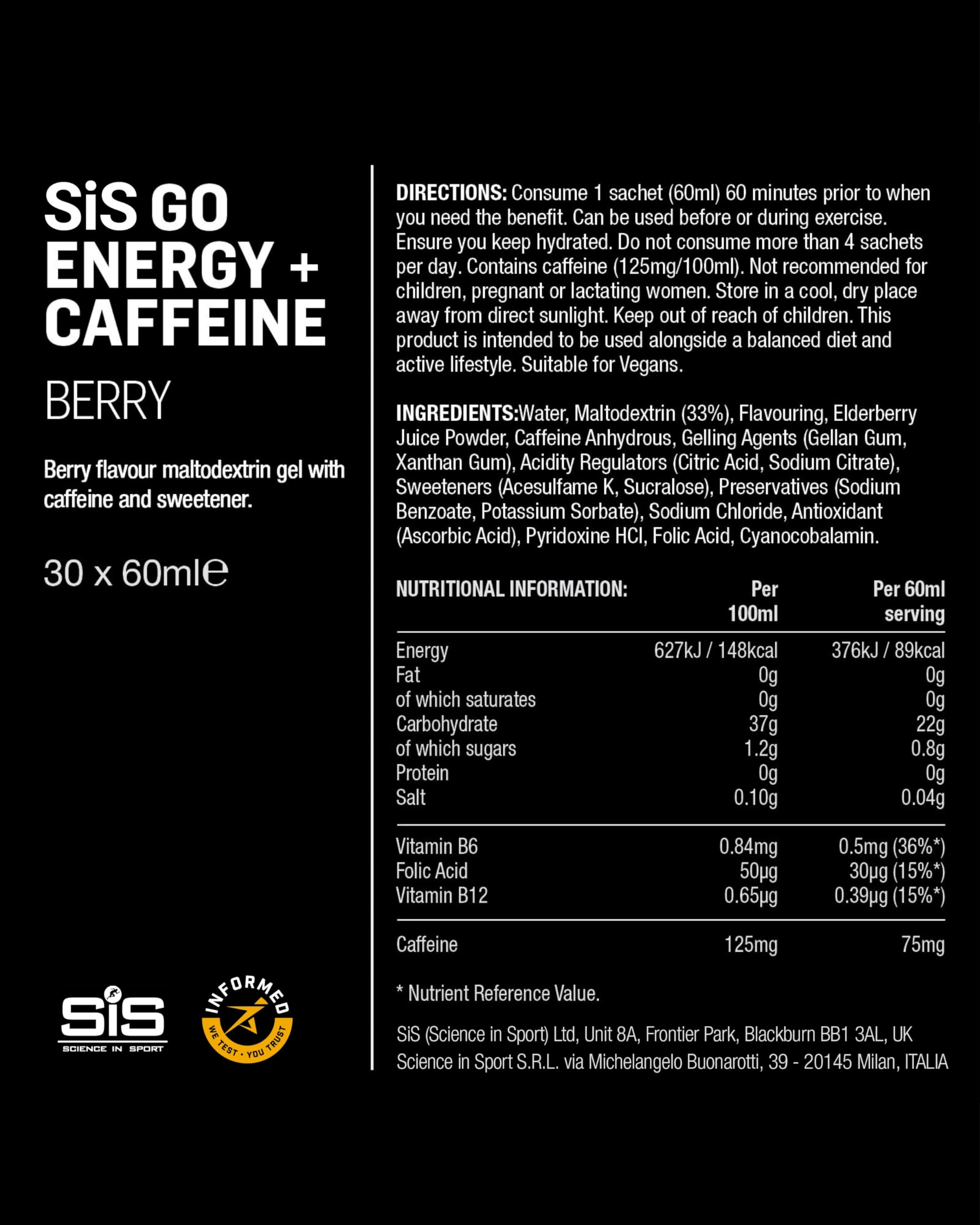 Science in Sport SIS Gel GO Energy + CAFF Berry isotonic texture enables easy consumption.
