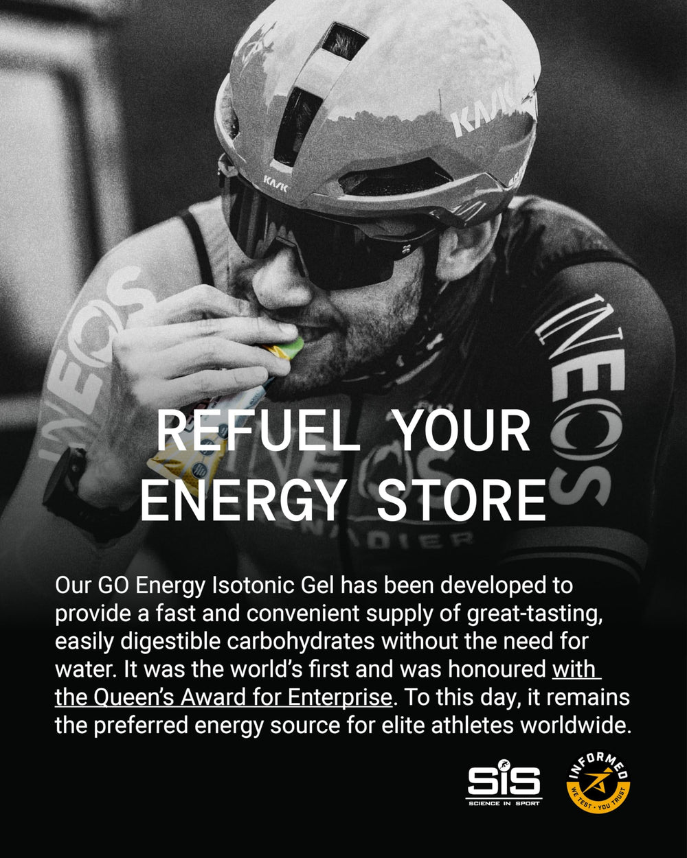Science in Sport SIS Gel GO in-use during running offers fast isotonic fuel without water