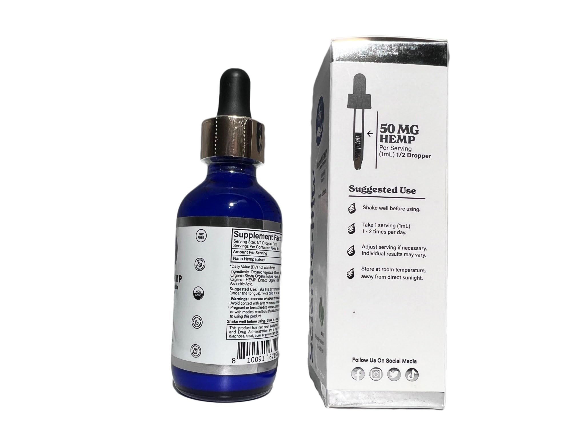 Science-Rite Nano Water-Soluble Hemp dropper close-up emphasizes precise dosing.