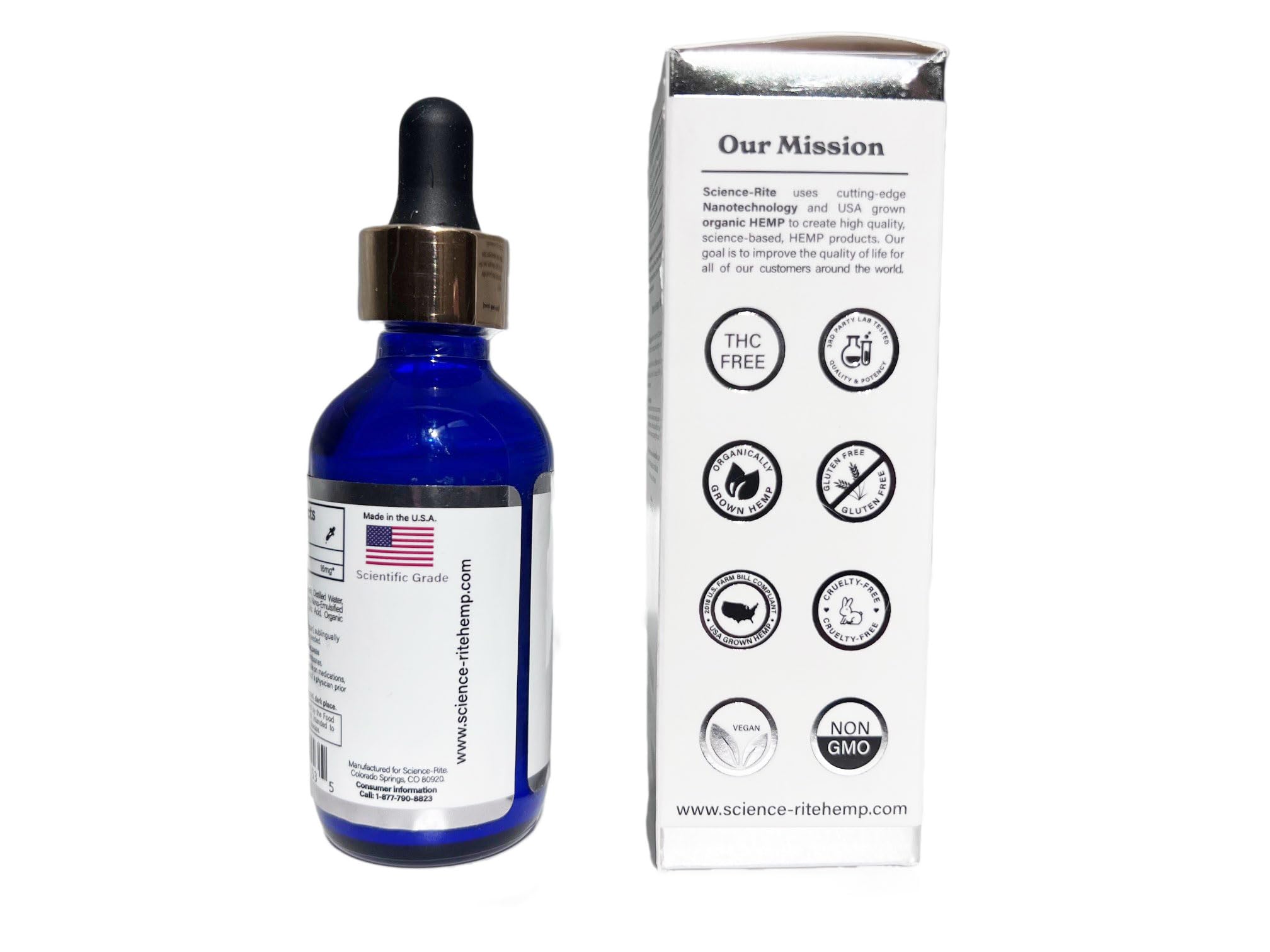 Science-Rite Nano hemp mint-flavor bottle emphasizes refreshing taste during usage