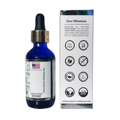Science-Rite Nano Water-Soluble Hemp packaging emphasizes American-made and lab-tested