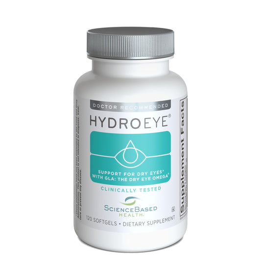 ScienceBased Health HydroEye bottle front shows branding and label for eye comfort