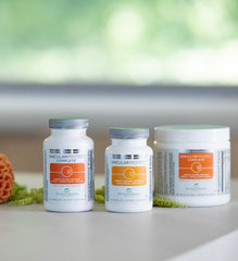 ScienceBased Health MacularProtect orange powder close-up with leveling scoop.