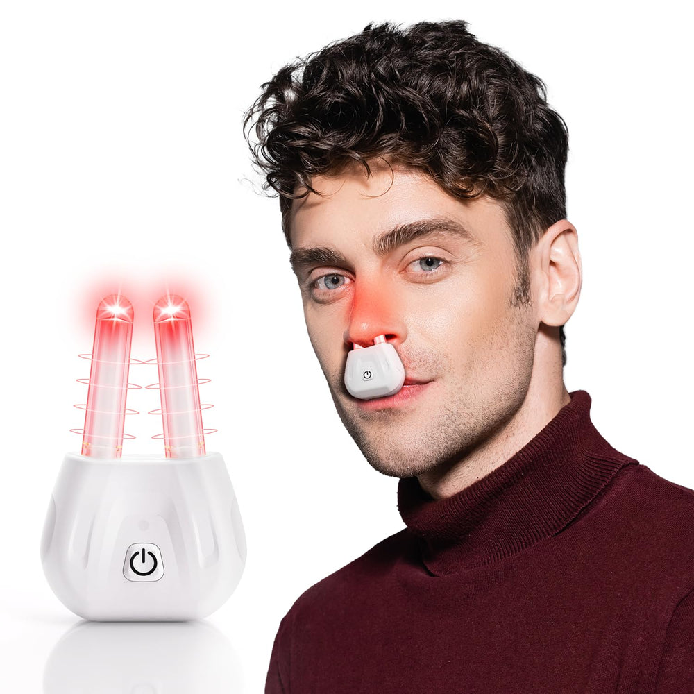 Scienlodic rechargeable nose therapy device in white for wireless home use.