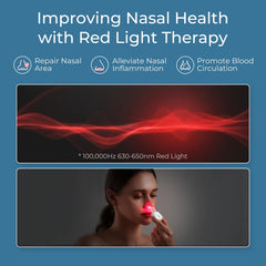 Scienlodic red light nasal therapy session with 610-650nm illumination for nasal care.