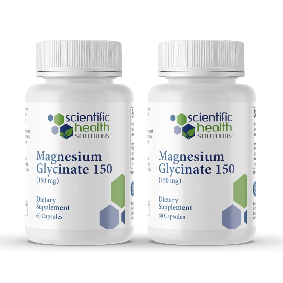 Scientific Health Solutions magnesium glycinate 150mg bottle illustrating easy daily heart and muscle wellness support