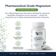 Scientific Health Solutions bottle pour scene conveys easy dosing for daily magnesium replenishment
