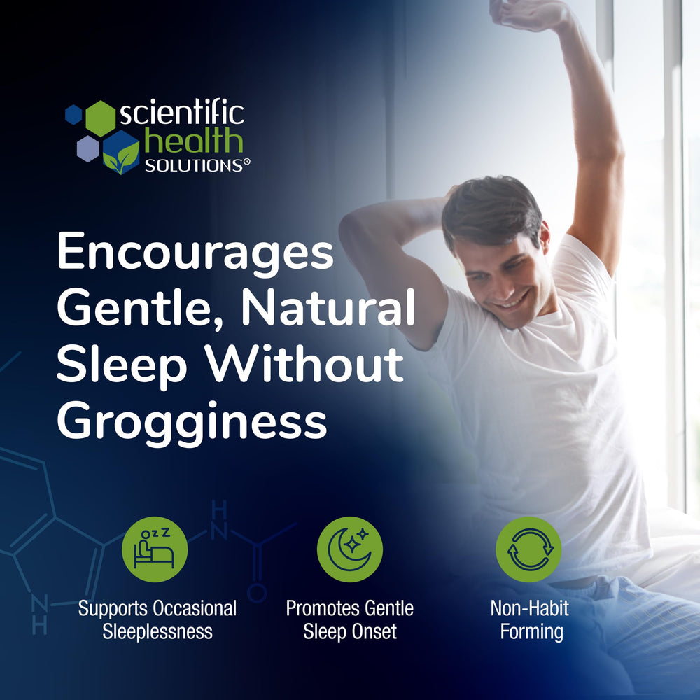Scientific Health Solutions Melatonin 10mg capsules close-up for easy nightly dosing.