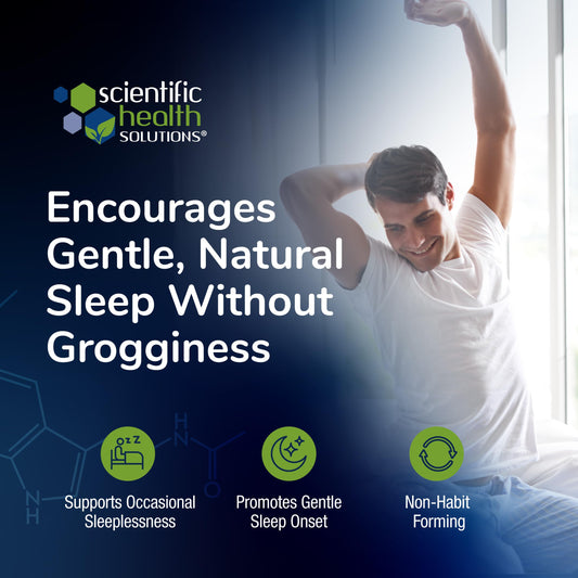 Scientific Health Solutions Melatonin 10mg capsules close-up for easy nightly dosing.