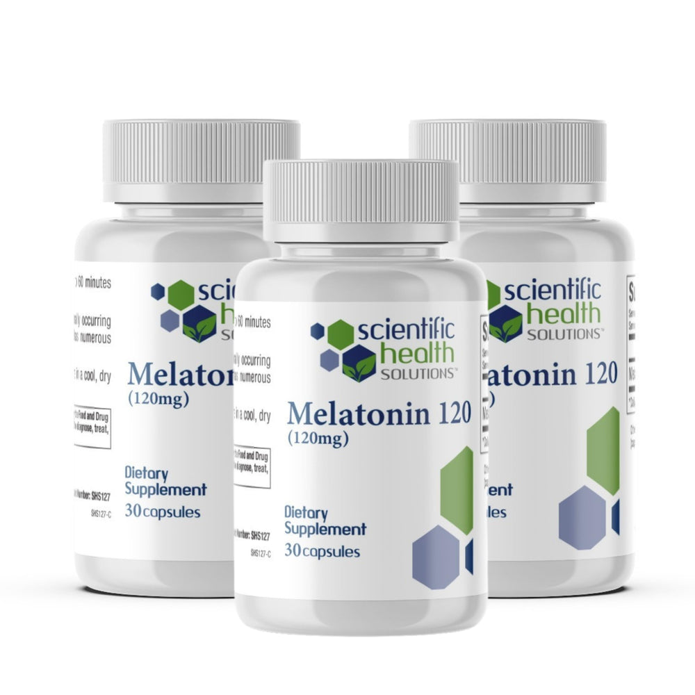 Scientific Health Solutions melatonin 120mg capsule supports a calming bedtime routine.