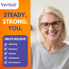 Vertisil bottle back label visible, highlighting 3-month supply and natural ingredients.