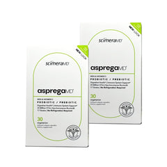 Scimera Bioscience Asprega 30CT bottle front supports gut balance