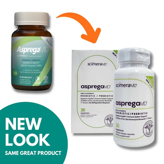 Asprega 30CT capsule close-up highlights daily gut support