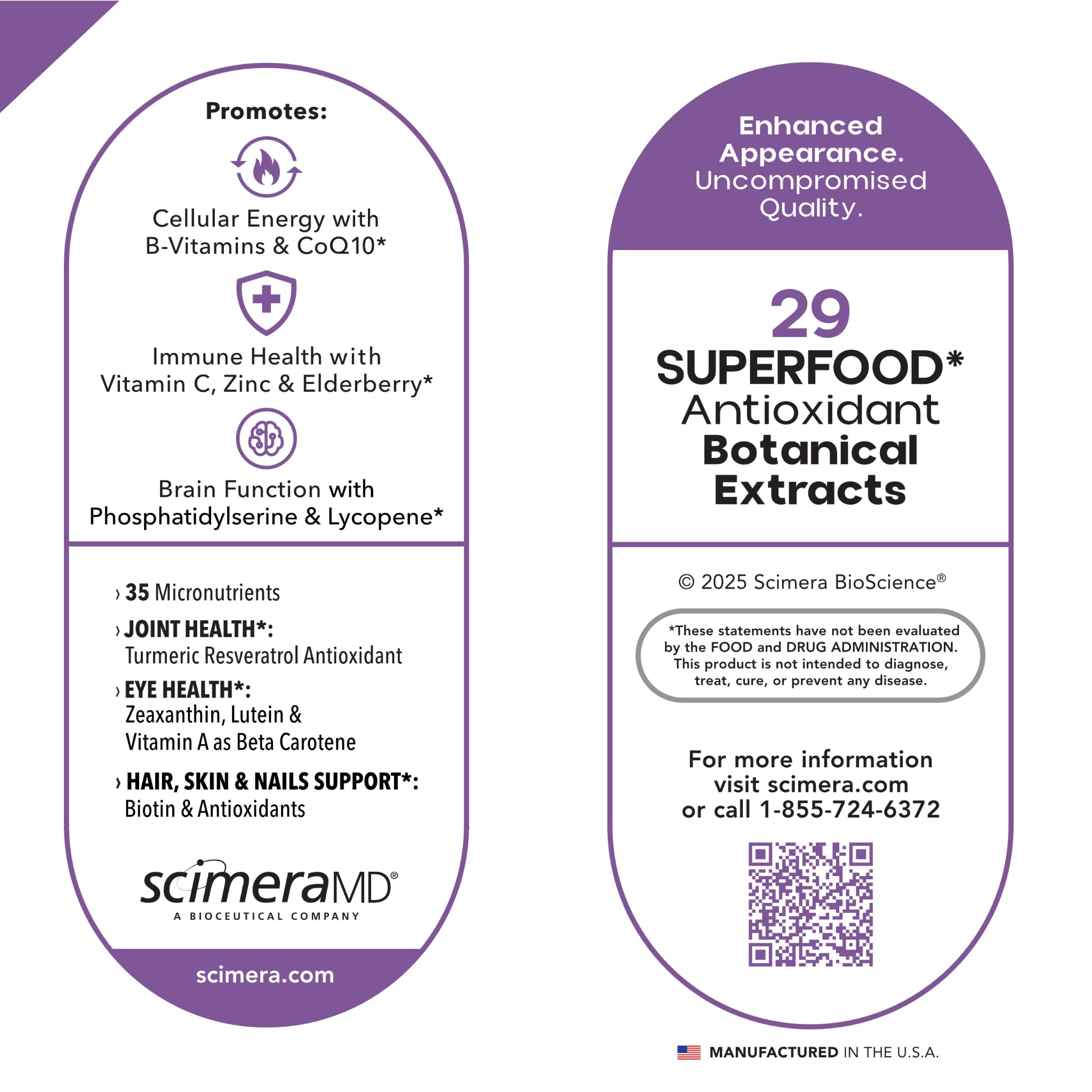 ScimeraMD Multivitamin capsules in hand for easy daily intake