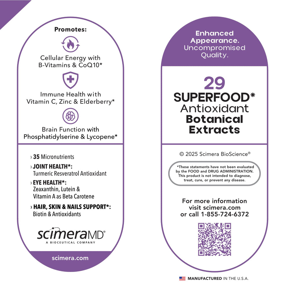 ScimeraMD Multivitamin capsules in hand for easy daily intake