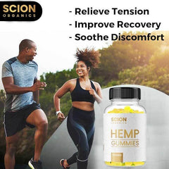 Scion Organics Hemp Gummies two-pack packaging on shelf for easy routine