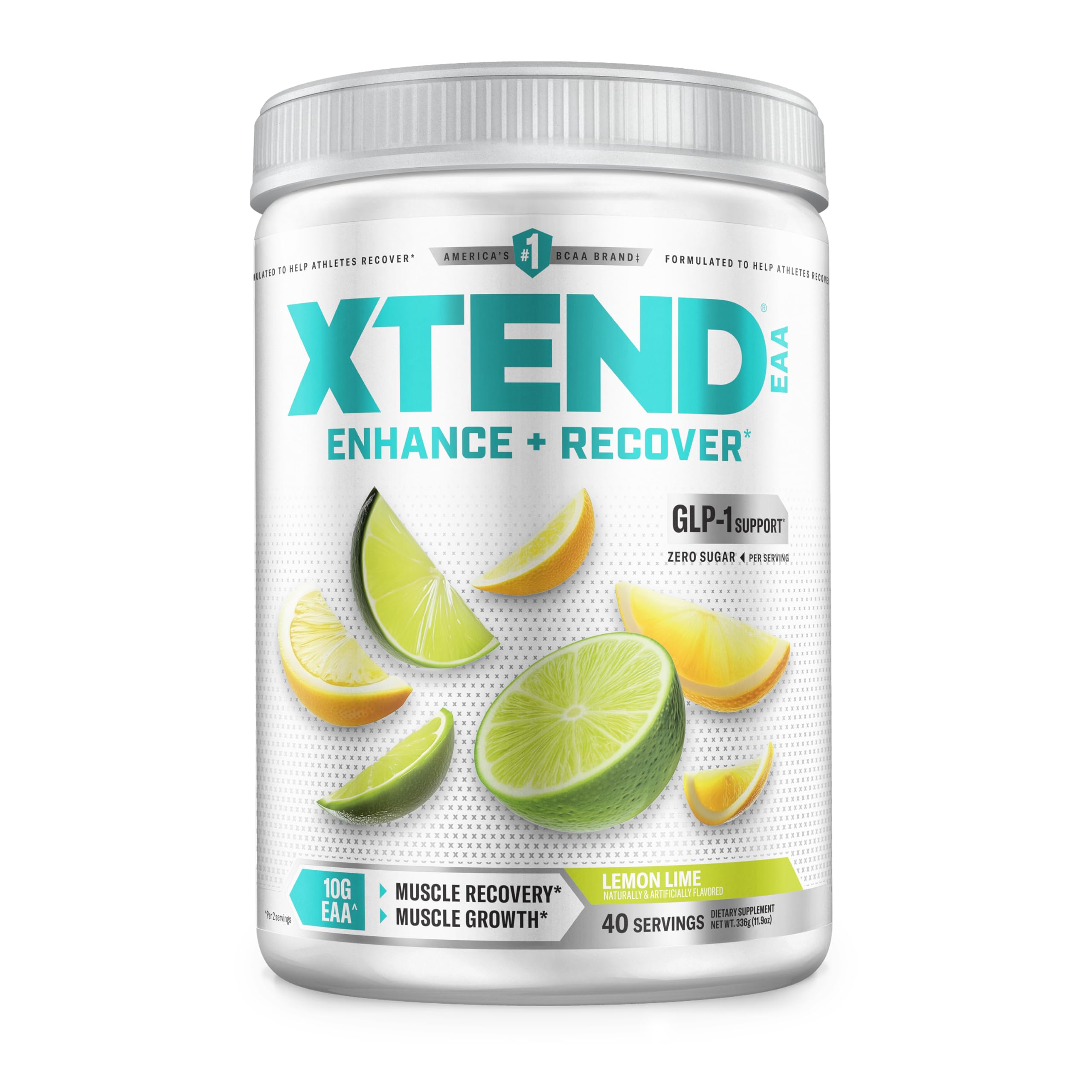 Scivation Xtend Lemon Lime bottle with 40 servings for post-workout hydration.