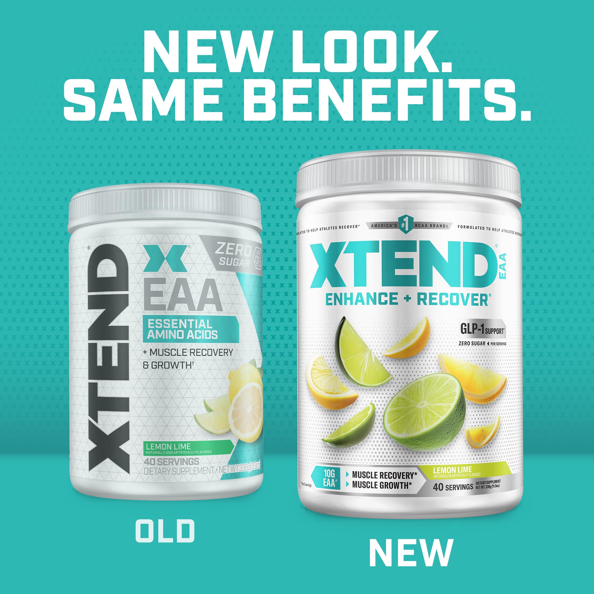 Scivation Xtend Lemon Lime container beside ice for refreshing hydration.