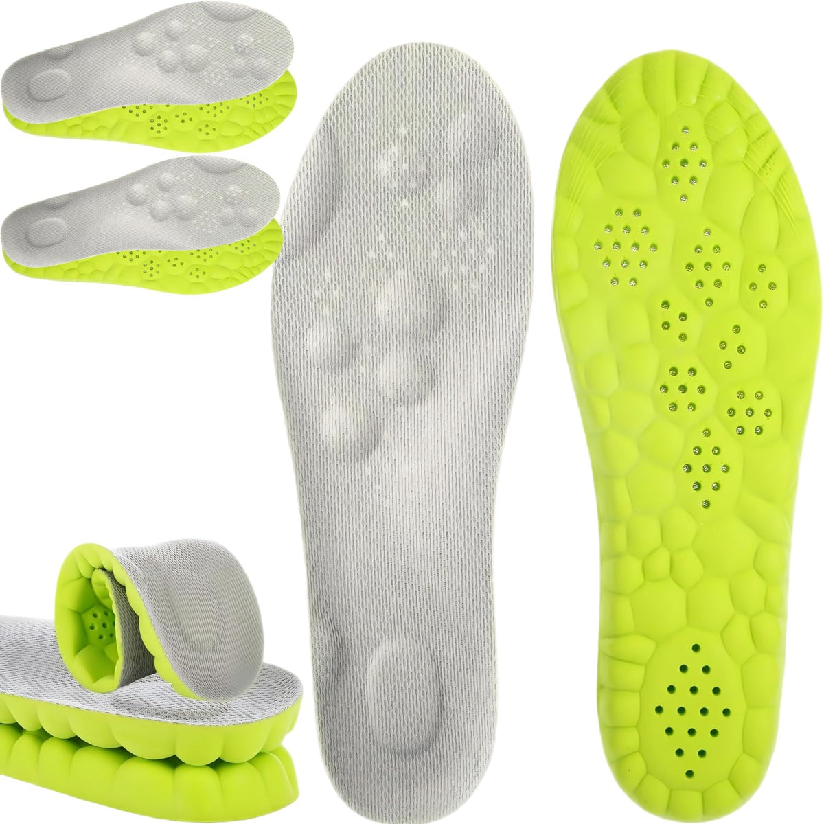Sckoemo 2Pairs 4D Cloud Insoles front view showing breathable honeycomb design for comfort.