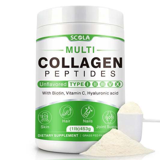 SCOLA collagen peptides powder bottle for daily skin and joints