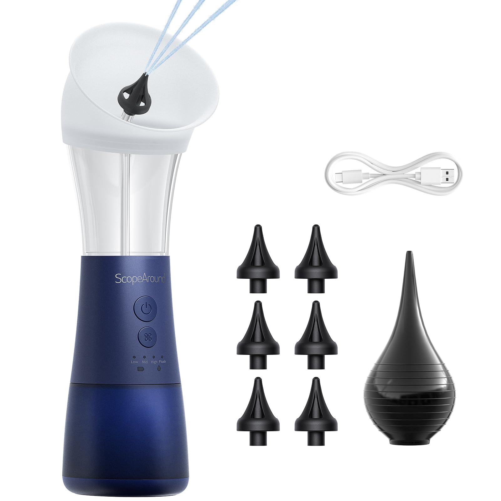 ScopeAround Ear Cleaner with water temp sensor for safe, comfortable cleaning.