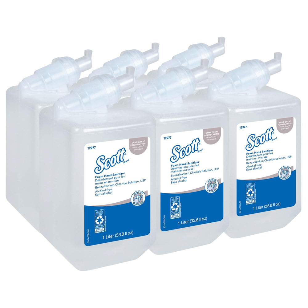Scott Professional foam hand sanitizer foaming pump demonstrates gentle, moisturizing cleansing.