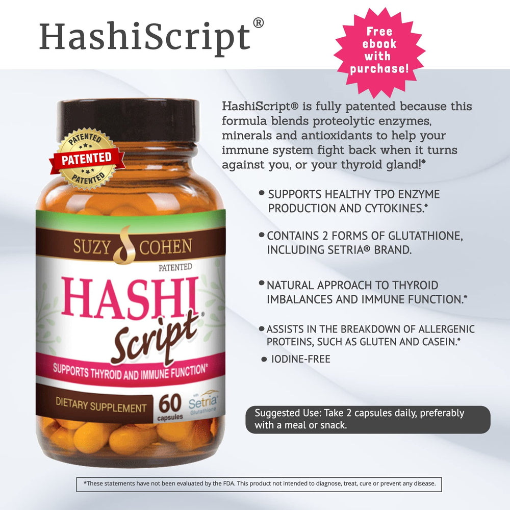Script Essentials HashiScript close-up of catalase and glutathione ingredients.
