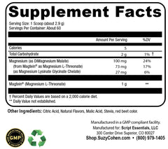 Script Essentials MagFocus Magtein Albion minerals graphic highlights premium ingredients.
