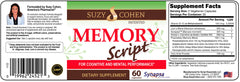 Memory Script capsules close-up highlighting Lion’s Mane and Ginkgo for brain support.
