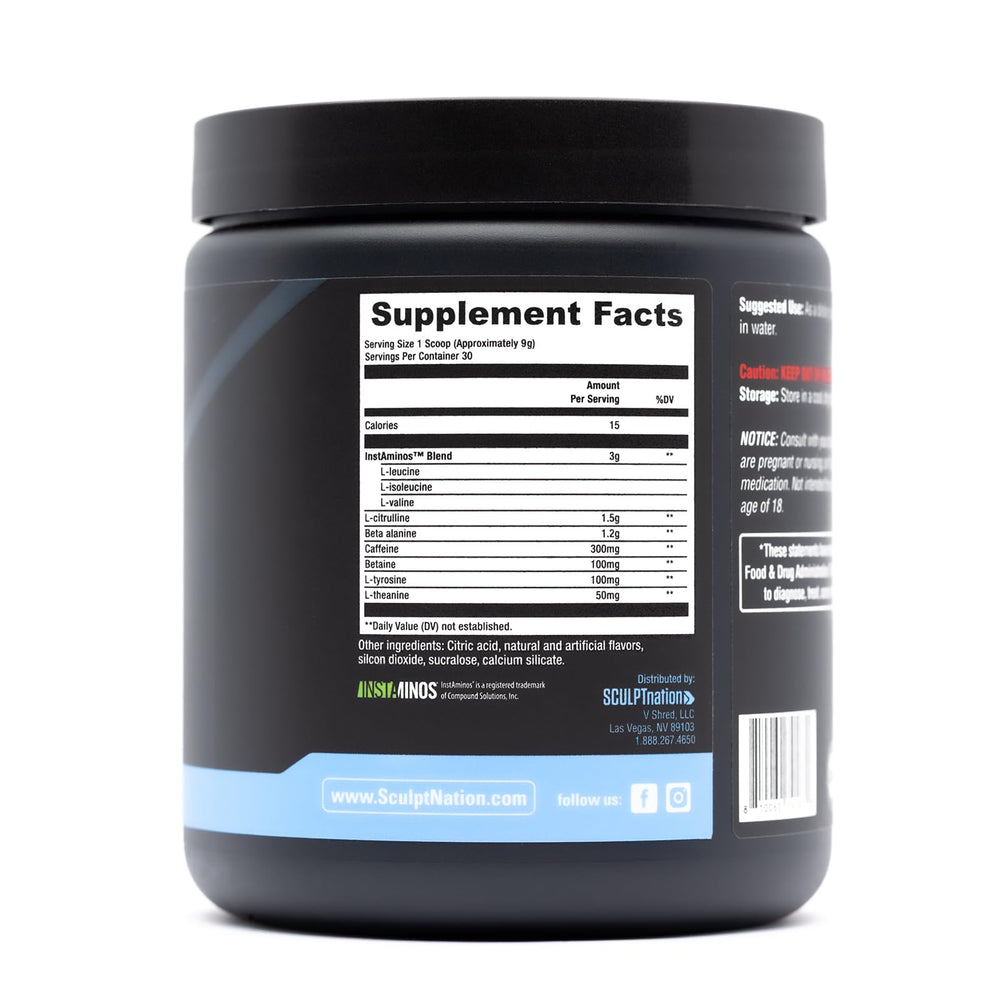 Sculpt Nation bottle side label closeup highlighting ingredients and quality