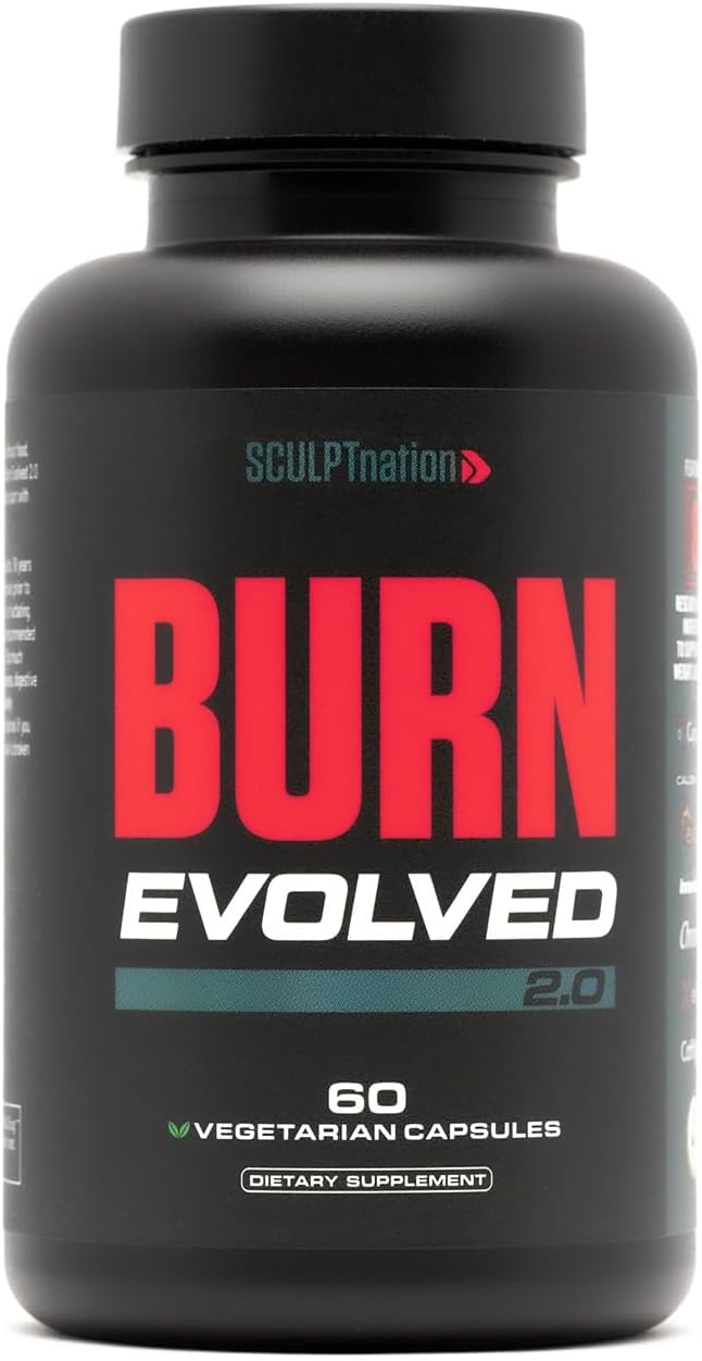 Sculpt Nation Burn bottle showing the daytime thermogenic fat burner for metabolism support.