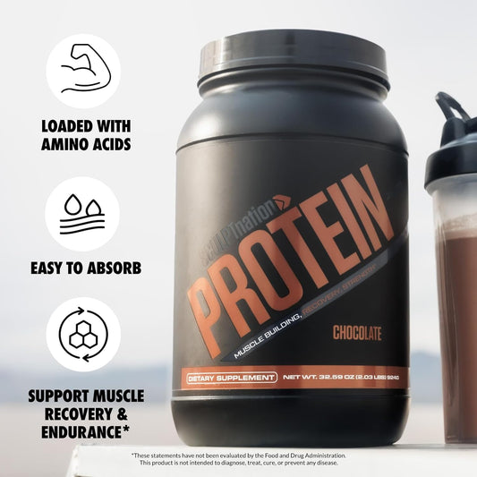 Sculpt Nation protein powder scoop measuring a serving for easy dosing.