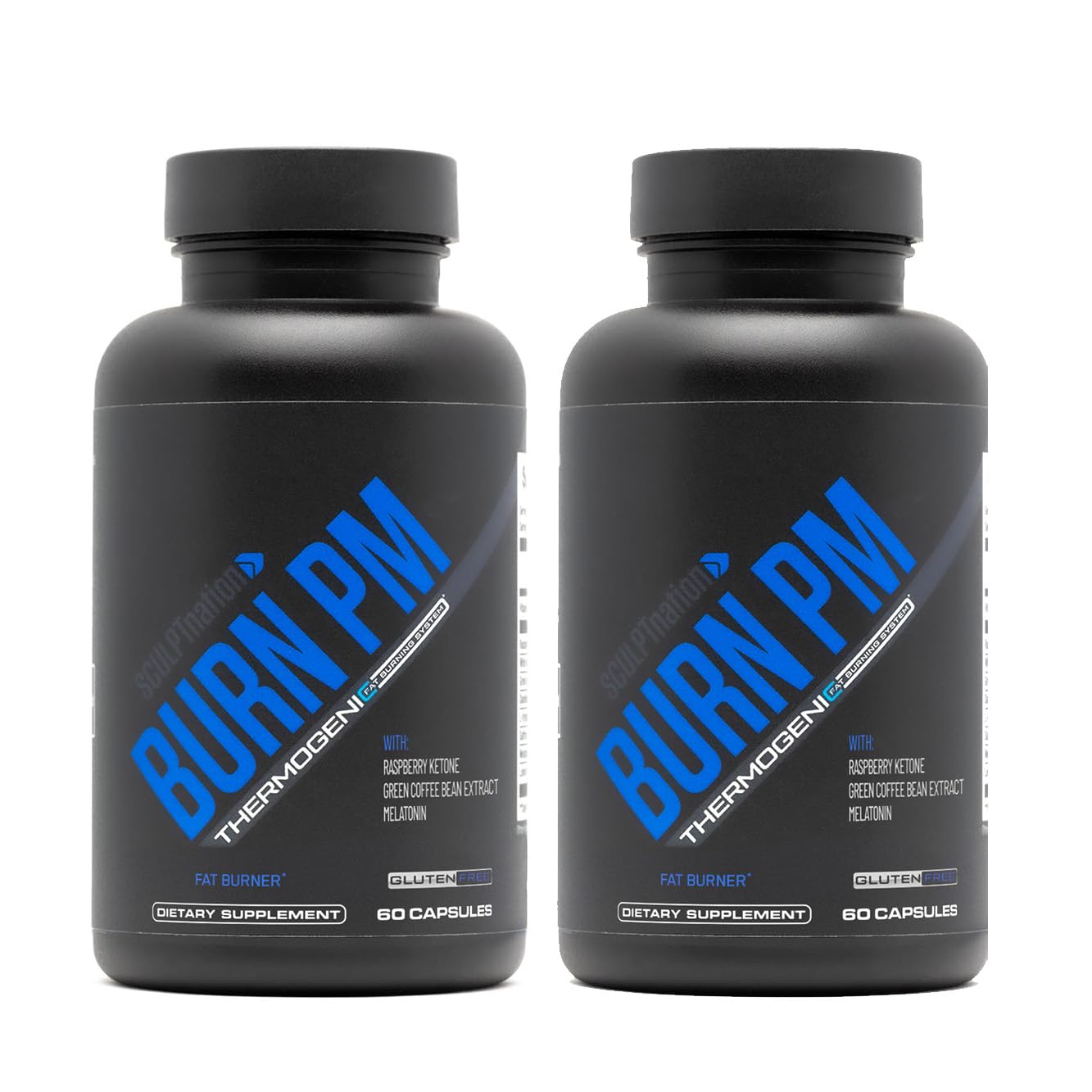Sculpt Nation Night Time Metabolism bottle with gluten-free capsules and night-use design.