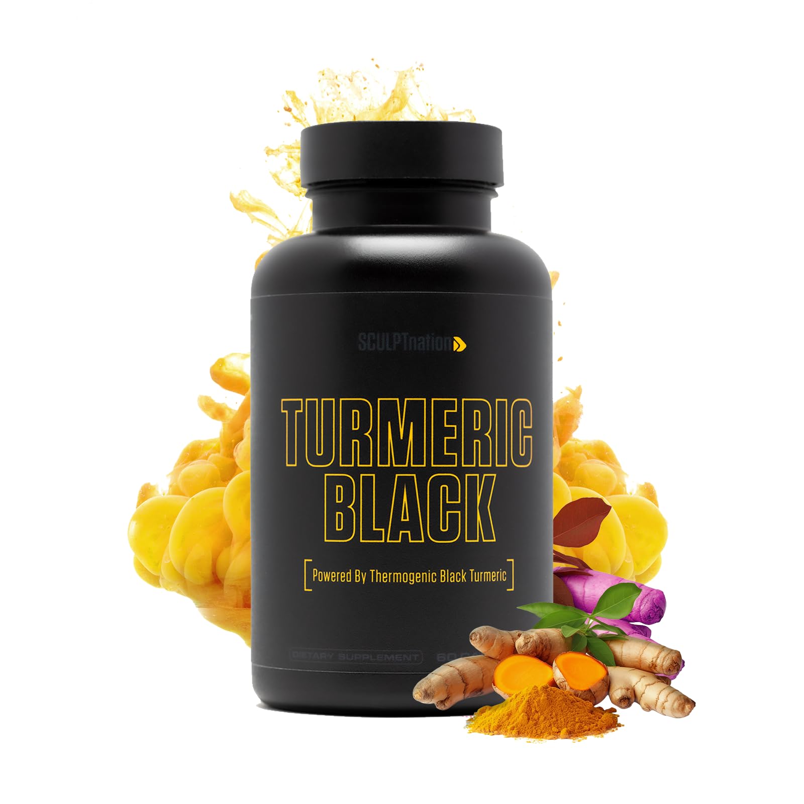 Sculpt Nation turmeric bottle front promoting daily wellness and joint health support