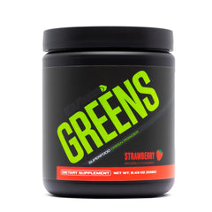 Sculpt Nation Greens Strawberry tub showing premium greens blend for daily energy and digestion support.
