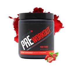 Sculpt Nation PreWorkout jar with Fruit Punch flavor boosts energy during workouts.